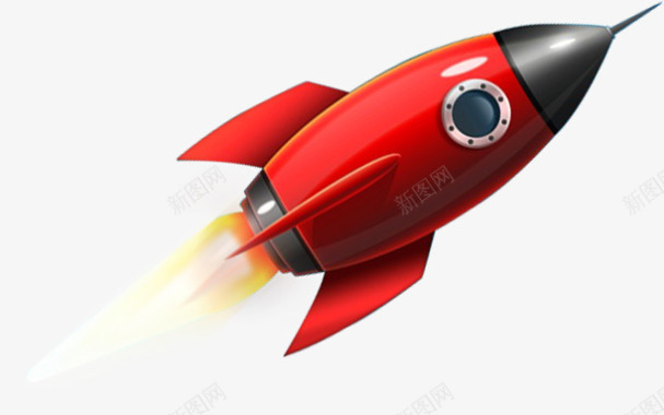 卡通火箭起飞图标红色效果图标