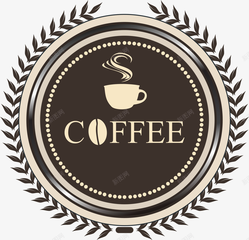 褐色咖啡标志png免抠素材_88icon https://88icon.com coffee 咖啡 徽章 标志 稻穗 褐色标志