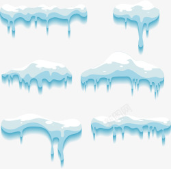 蓝色冬天融化的冰雪矢量图素材