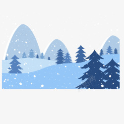 手绘冬季下雪场景插画矢量图素材