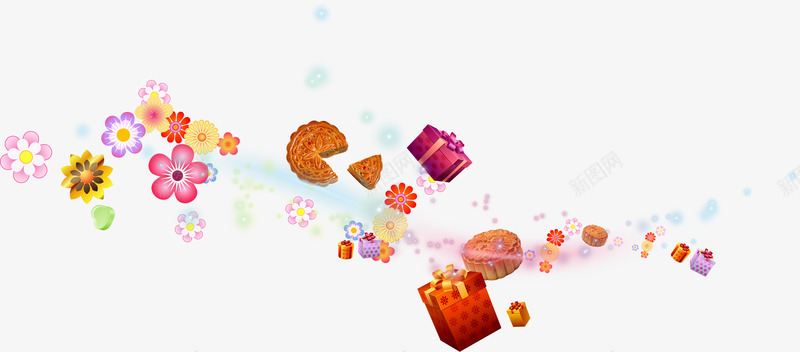 中秋节花朵月饼礼盒png免抠素材_88icon https://88icon.com 中秋节 月饼 礼盒 花朵