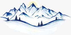 冬日雪山美丽的冬日雪山矢量图高清图片