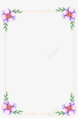 手绘水粉花朵花纹边框素材