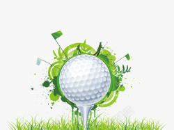 绿色清新创意高尔夫插画素材