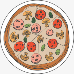 咖啡色蘑菇披萨素材