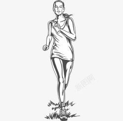 卡通跑步锻炼的女人素材