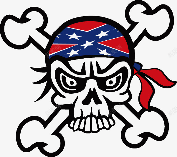 带美国头巾的骷髅海盗png免抠素材_88icon https://88icon.com 卡通 填色 彩色 手绘 抽象 神秘