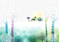 雪乡冬天风景插画高清图片