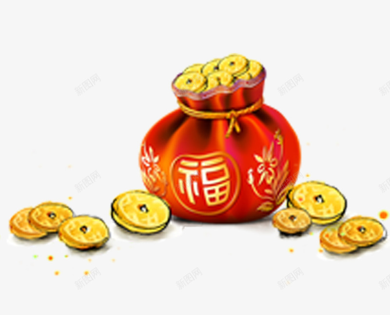 福袋古币png免抠素材_88icon https://88icon.com 古币 福袋 铜钱