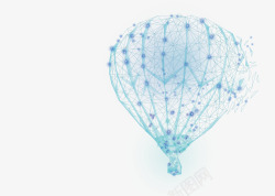 蓝色热气球热气球高科技点线面线条高清图片