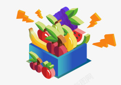 立体水果素材渐变25D水果蔬菜插画矢量图高清图片