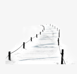 雪地雪地中的栅栏小路高清图片