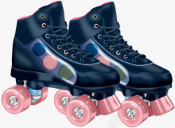 粉色轮滑鞋手绘四轮儿童滑冰鞋高清图片