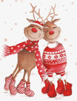 雪花装饰品圣诞节驯鹿插画高清图片
