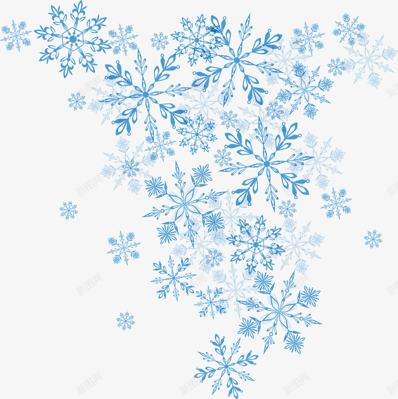 蓝色雪花矢量图ai免抠素材_88icon https://88icon.com 冬天 背景元素 蓝色 雪花 矢量图