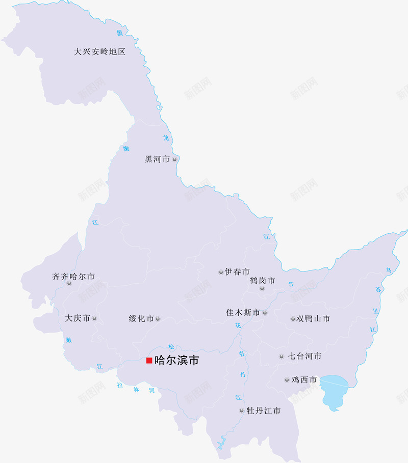 黑龙江省地图矢量图ai免抠素材_88icon https://88icon.com 中国 地图 黑龙江省 矢量图