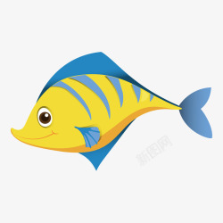 创意小动物手绘世界海洋日清新黄鱼矢量图高清图片