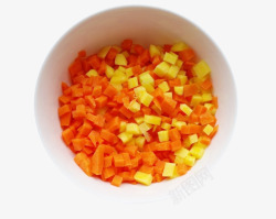 红萝卜丁一碗胡萝卜丁土豆粒高清图片