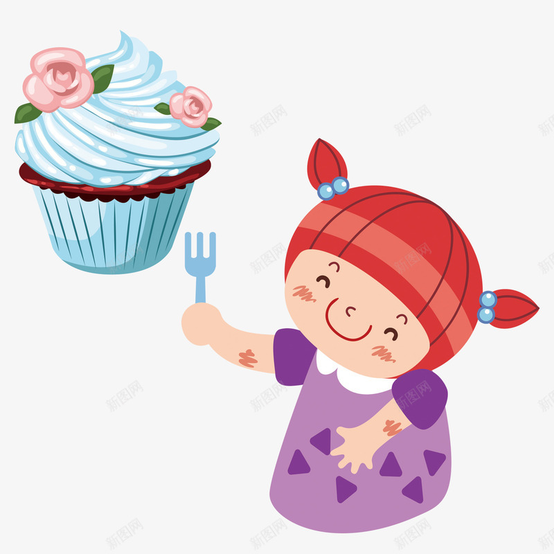 想吃甜点的女孩png免抠素材_88icon https://88icon.com 卡通 女孩 幼儿 蛋糕杯