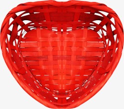 创意竹编红色心形篮子素材
