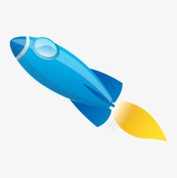 卡通手绘蓝色的火箭素材
