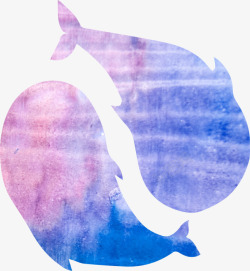 水彩海豚素材