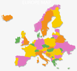 彩色拼图欧洲地图矢量图素材