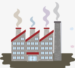 卡通排放废气的工厂图素材