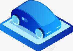 蓝色汽车免抠25D汽车轿车立体插画矢量图高清图片