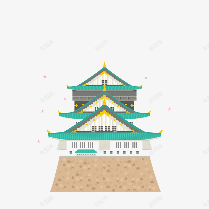 日式建筑png免抠素材_88icon https://88icon.com 大房子 大门 尖房顶 建筑物 日式古建筑 砖瓦房 窗户