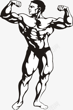 肌肉男健身矢量图图标图标