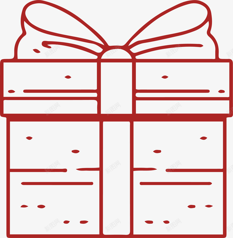 红色线条礼物盒矢量图ai免抠素材_88icon https://88icon.com 圣诞快乐 圣诞礼物 圣诞节 矢量png 红色礼盒 红色线条 矢量图