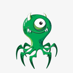 绿色细菌素材Q版卡通小怪兽高清图片