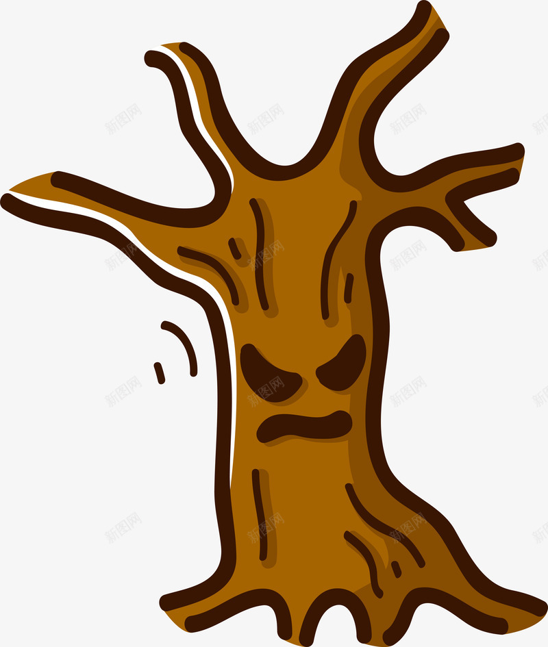 棕色大树树干png免抠素材_88icon https://88icon.com 万圣节 卡通 大树 手绘涂鸦 树干 矢量图案