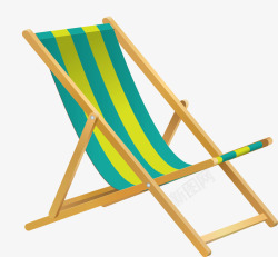 木质浅色绿色沙滩椅素材