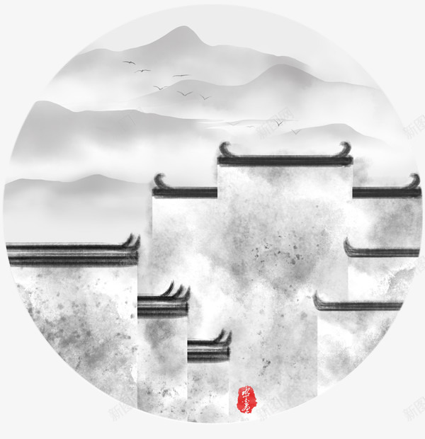 山水房子图png免抠素材_88icon https://88icon.com 乡村 乡村房子 乡村风景 山 山水 水墨 水墨古楼 水墨房子 绘画书法