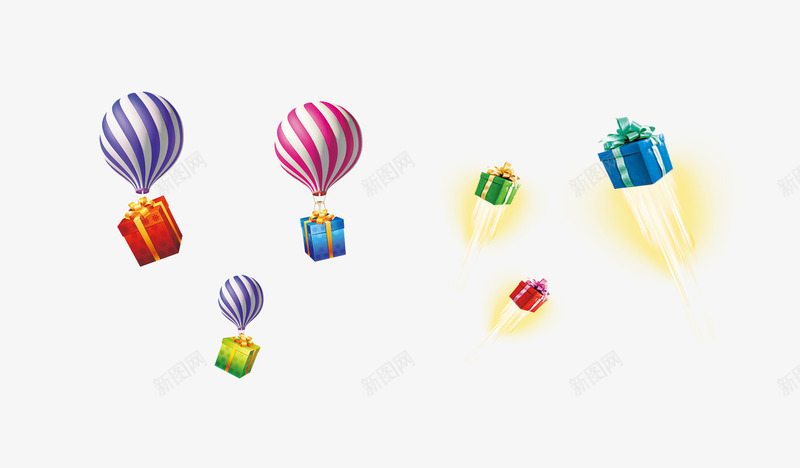 漂浮热气球礼物装饰png免抠素材_88icon https://88icon.com 漂浮 热气球 礼物 装饰 设计