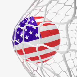 进网的美国国旗的足球素材