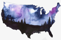 星空夜景美国地图素材