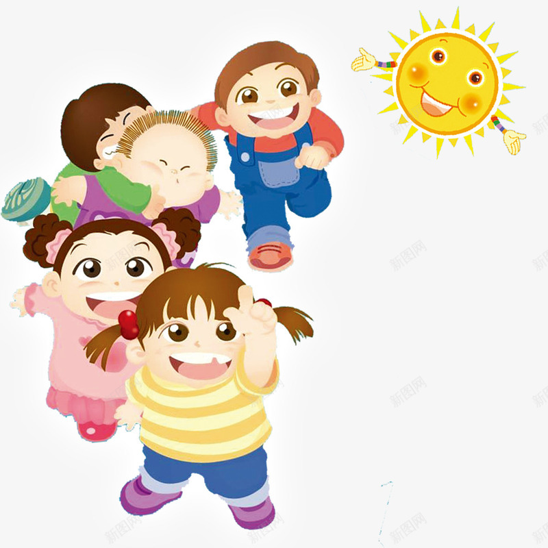 做游戏的小孩png免抠素材_88icon https://88icon.com 做游戏 卡通儿童 卡通女孩 卡通男孩 大笑 太阳 太阳公公 奔跑 孩子 小朋友 拥抱太阳 玩耍