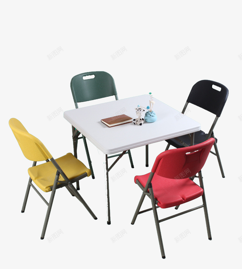快餐店餐桌餐椅png免抠素材_88icon https://88icon.com 塑料桌面 多色餐椅 折叠支架 餐桌桌面