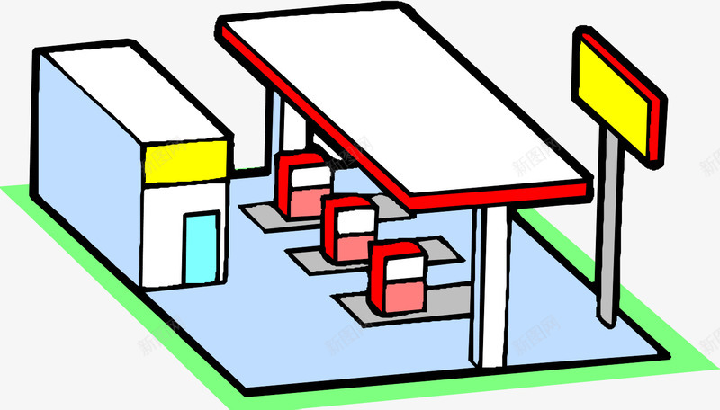 加油站png免抠素材_88icon https://88icon.com 加油站 建筑 手绘 插画