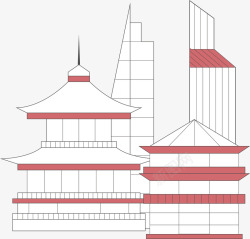 古古风城楼简笔画南京扁平古风城楼矢量图高清图片