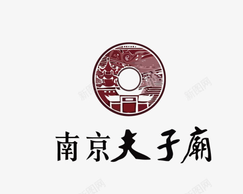 国外旅游南京夫子庙旅游景点LOGO图标图标