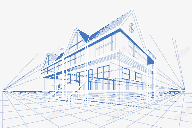 时尚线性房子模型png免抠素材_88icon https://88icon.com 底纹背景 底纹边框 建筑模型 建筑物手稿 建筑蓝色背景 建筑设计 矢量素材 线性线条