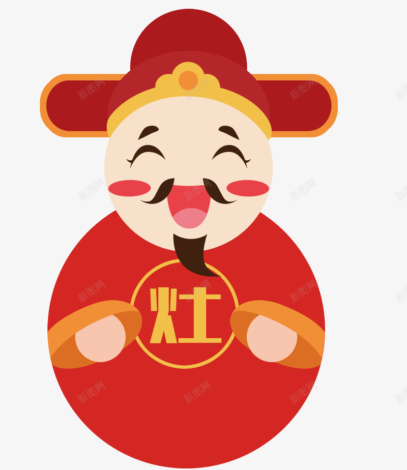 小年祭灶神红色手绘插画psd免抠素材_88icon https://88icon.com 中国风 卡通 可爱 大气 小年 手绘 插画 灶神星 祭灶神 红色背景