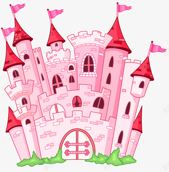 粉红色的城堡建筑红旗png免抠素材_88icon https://88icon.com 城堡 建筑 粉红色 红旗