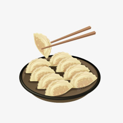 卡通一盘饺子图素材