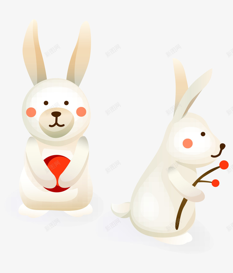 卡通手绘冬天雪白兔子矢量图ai免抠素材_88icon https://88icon.com 冬天的兔子 卡通的动物 手绘的兔子 矢量的兔子 雪白的兔子 矢量图