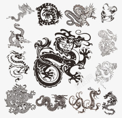 中国传统花素材传统龙形纹样合集高清图片